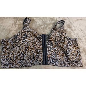 LEADING LADY Plus Size Bra 52DD 52 DD Leopard Spot Front Close Wireless Bralette